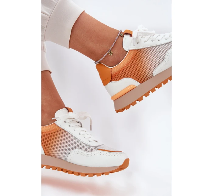 Kožené Sportovní Boty S Dámské  Oranžové model 21691274 - VINCEZA