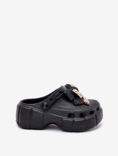 Dětské Sandály Dívčí Pěnové S Mašlí A Dekoracemi Černé Selvana