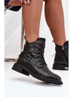 Dámské kozačky z přírodní kůže zateplené model 21712459 černé - Artiker