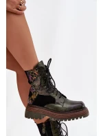 Kožené workery dámské na platformě model 21714249 tmavě zelené - Maciejka