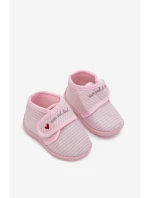 Dětské pantofle na suchý zip s pruhy světle růžové Lavelle Dětské pantofle na suchý zip s pruhy světle růžové Lavelle