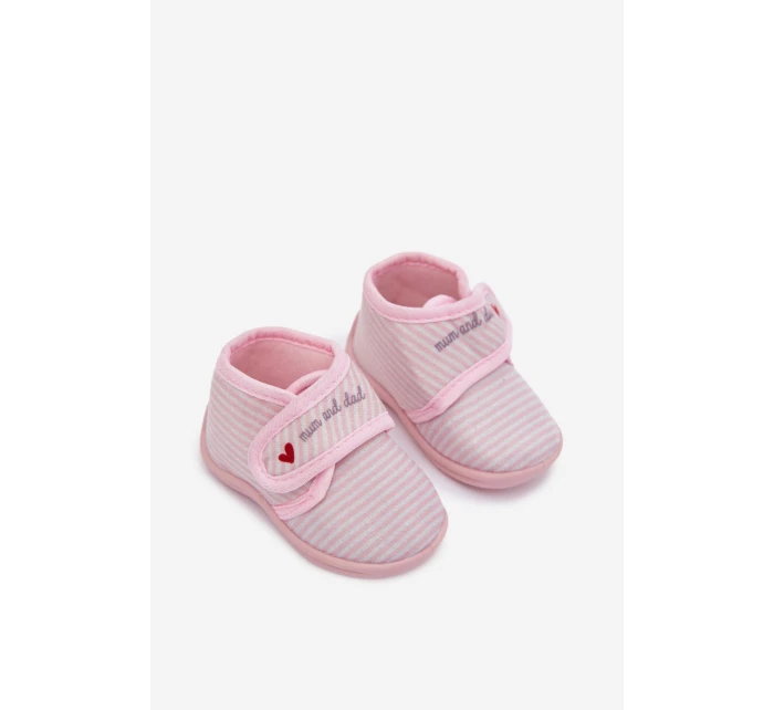 Dětské pantofle na suchý zip s pruhy světle růžové Lavelle Dětské pantofle na suchý zip s pruhy světle růžové Lavelle