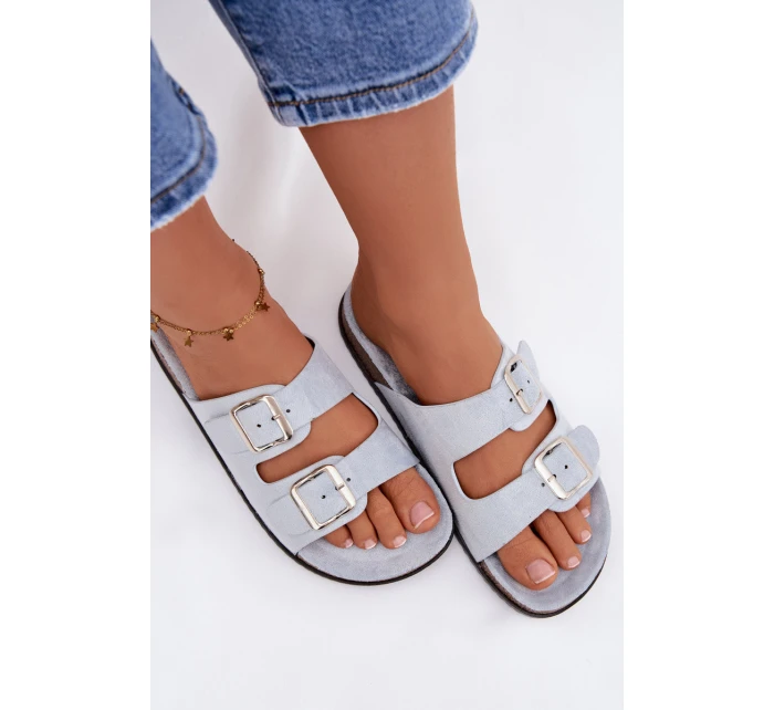 Dámské pantofle s přezkami Modré model 21908448 - Boto