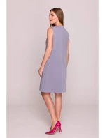 Šaty bez rukávů šedá model 21154733 - STYLOVE Šaty bez rukávů šedá model 21154733 - STYLOVE