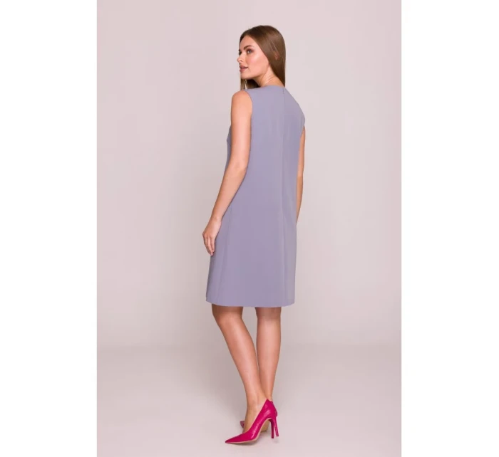 Šaty bez rukávů šedá model 21154733 - STYLOVE Šaty bez rukávů šedá model 21154733 - STYLOVE
