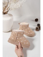 Dětské sněhule zdobené květinami Gracina – béžové Dětské sněhule zdobené květinami Gracina – béžové