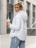 Kurtka damska pikowana z kapturem biała model 22028071 - FashionStreet Kurtka damska pikowana z kapturem biała model 22028071 - FashionStreet