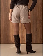 Elegantní dámské šortky s páskem, béžové, FashionStreet SY0628