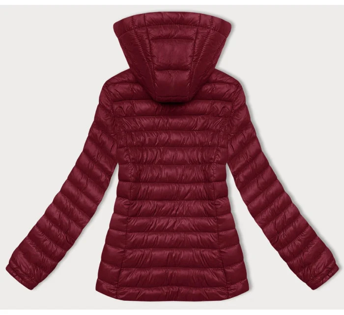 Dámská prošívaná bunda ve vínové bordó barvě s kapucí model 20840778 - J.STYLE
