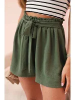 šortky zavazované v pase khaki