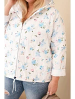 Dámská jarní bunda Plus Size s drobným květinovým vzorem modrá