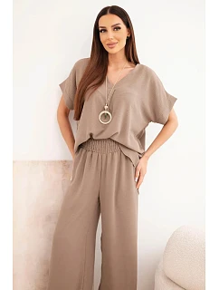 Komplet s náhrdelníkem halenka + kalhoty fango