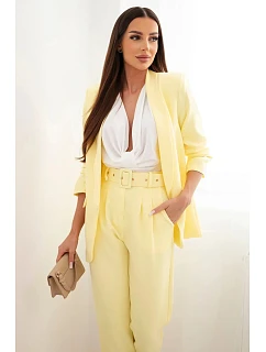 Elegantní komplet saka s kalhotami žlutý