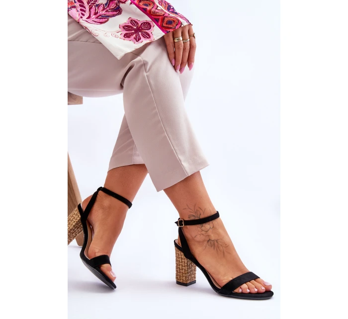 Semišové Sandály Na Podpatku Černé model 21618625 - Boto Semišové Sandály Na Podpatku Černé model 21618625 - Boto