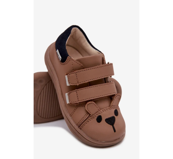 Kožené dětské polobotky Barefoot s Medvídkem model 21958971 Béžové - Bartek S.A.