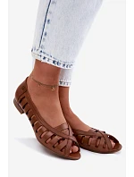 Kožené síťované baleríny Maciejka P7540-29 Hnědé