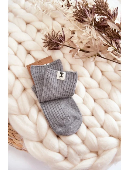 Dámské žebrované ponožky bez tlaku Světle šedá Dámské žebrované ponožky bez tlaku Světle šedá
