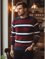 Pánský pruhovaný červený svetr FashionStreet WX2264