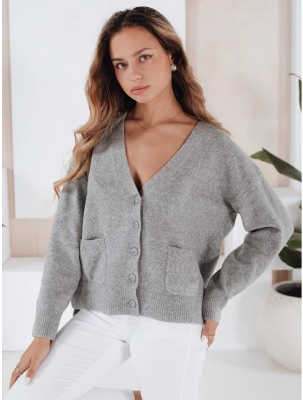 Dámský kardigan šedý model 21990987 - Dstreet Dámský kardigan šedý model 21990987 - Dstreet