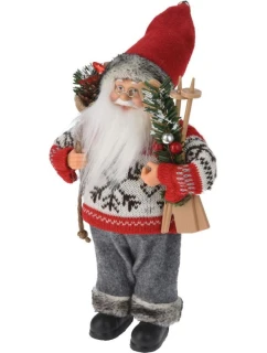 Vánoční dekorativní mickey stojící deluxe 30 cm šedo-červené dětské