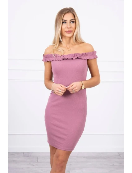 Španělské šaty s volánky tmavě růžové