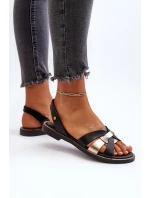 Dámské černé kožené sandály model 21651679 - Zazoo