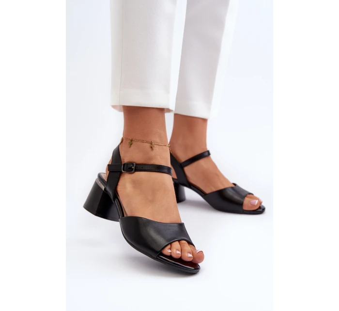 Dámské sandály na nízkém podpatku z ekologické kůže Sergio Leone SK876 Černé