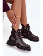 Lakované dámské kotníčková obuv z přírodní kůže s vyhříváním Artiker 57C0165 bordó Lakované dámské kotníčková obuv z přírodní kůže s vyhříváním Artiker 57C0165 bordó