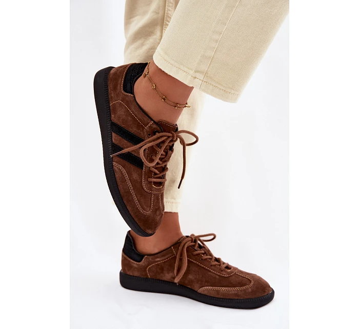 Kožené semišové dámské tenisky hnědé model 22100244 - Boto Kožené semišové dámské tenisky hnědé model 22100244 - Boto
