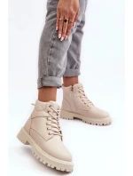 Dámské zateplené kozačky na zip Béžová Gremiva Dámské zateplené kozačky na zip Béžová Gremiva