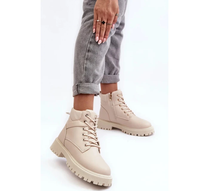 Dámské zateplené kozačky na zip Béžová Gremiva Dámské zateplené kozačky na zip Béžová Gremiva