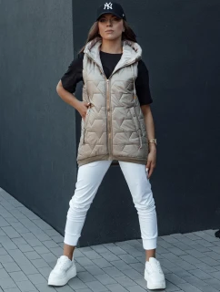 Dámská prošívaná vesta s kapucí camel Dstreet model 21979278 - FashionStreet
