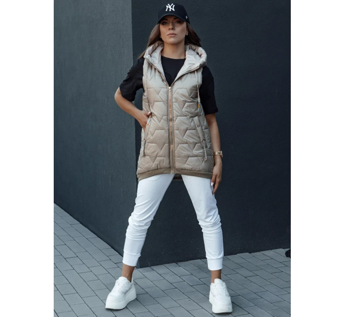 Dámská prošívaná vesta s kapucí camel Dstreet model 21979278 - FashionStreet