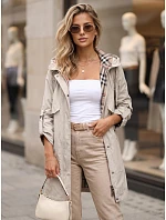 Dámská přechodová bunda typu parka s kapucí, béžová, FashionStreet TY5812