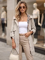 Dámská přechodová bunda typu parka s kapucí, béžová, FashionStreet TY5812