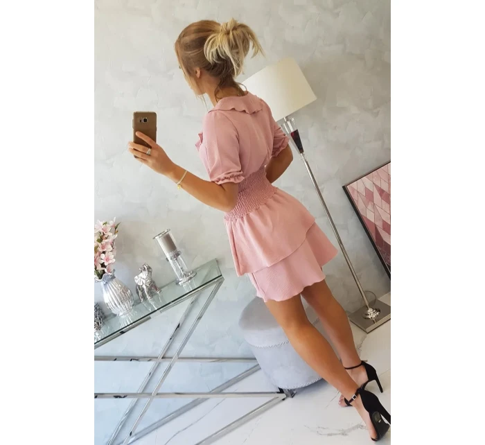 Šaty v pase tmavě pudrově růžové Šaty v pase tmavě pudrově růžové