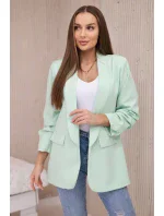 Bunda s klopou elegantní světlá máta Bunda s klopou elegantní světlá máta