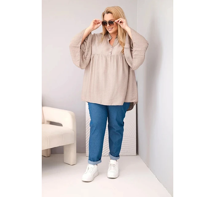 Dámská viskózová halenka Plus Size s model 22043146 rukávem a výstřihem do V fango - K-Fashion