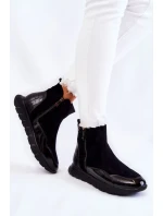 Semišové dámské kotníkové tenisky model 21601202 Černé - VINCEZA Semišové dámské kotníkové tenisky model 21601202 Černé - VINCEZA