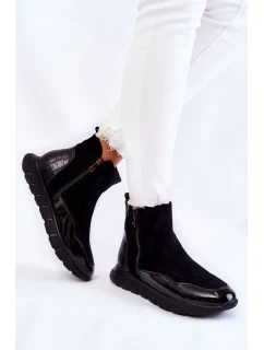 Semišové dámské kotníkové tenisky Vinceza 23-10789 Černé