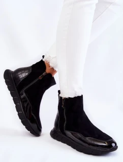 Semišové dámské kotníkové tenisky model 21601202 Černé - VINCEZA