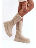 Dámské kožené kozačky se vlnou Zazoo 70121 béžové