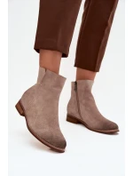 Dámské kotníkové boty na nízkém podpatku Vinceza 39961 béžové