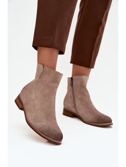 Dámské kotníkové boty na nízkém podpatku Vinceza 39961 béžové