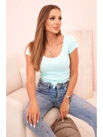 Dámská klasická bavlněná blůza s krátkým rukávem modrá