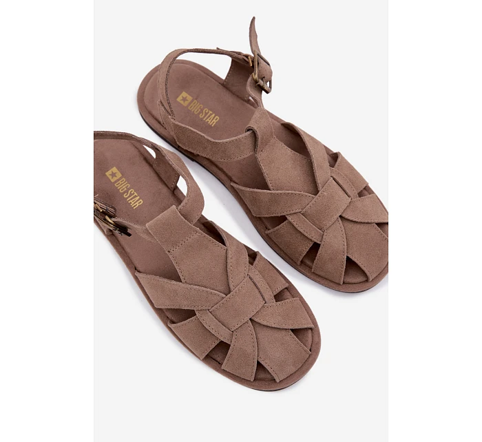 Dámské sandály Ploché z Semiše Big Star Béžové model 22064175 - Big Star Shoes Dámské sandály Ploché z Semiše Big Star Béžové model 22064175 - Big Star Shoes