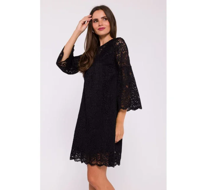 Krajkové šaty ve tvaru  černé model 20531296 - STYLOVE