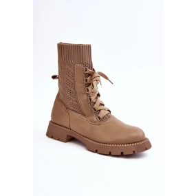 Dámské kozačky se šněrovací ponožkou, hnědá Gentiana