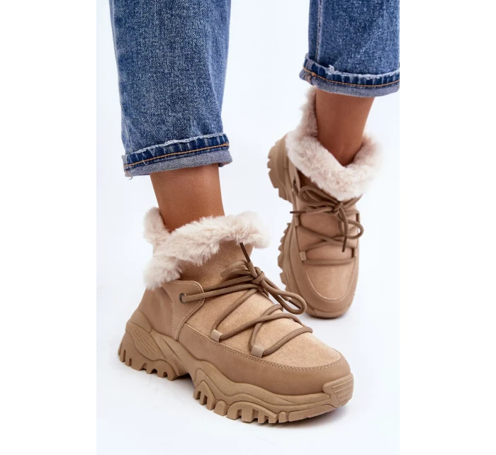 Dámské traperské boty s kožíškem, béžová Cresandi Dámské traperské boty s kožíškem, béžová Cresandi