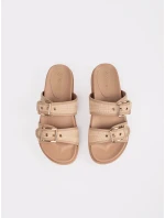 Krásné  nazouváky hnědé dámské na plochém podpatku